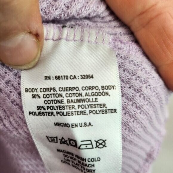 Anthropologie T.La Womens Top Small Lavender Thermal Long Sleeve BOHO Casual - Picture 5 of 8